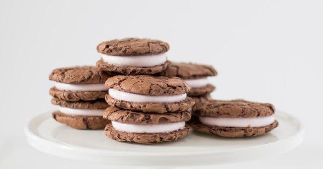 Strawberry Marshmallow Brownie Sandwich Cookies